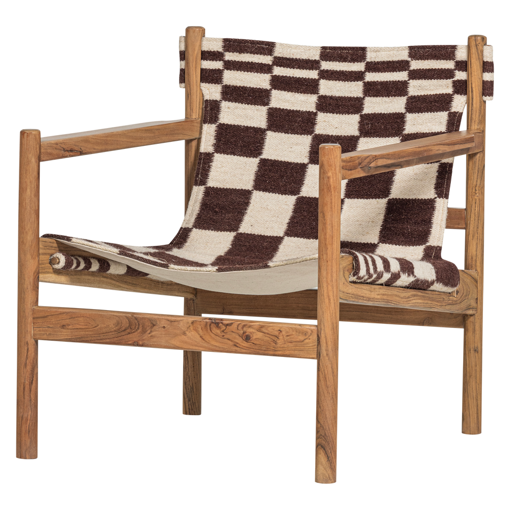 ZANO FAUTEUIL HOUT BRUIN MET KELIM ZITTING NATUREL