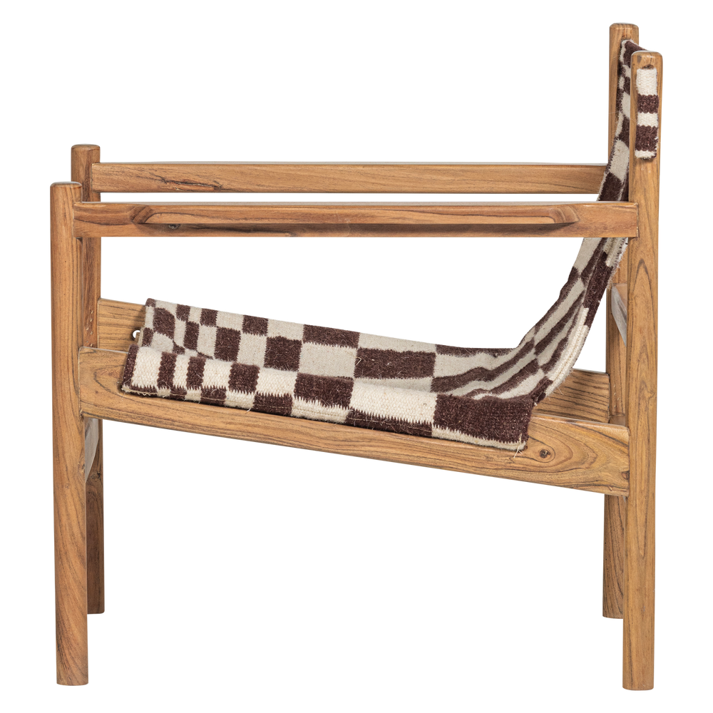 ZANO FAUTEUIL HOUT BRUIN MET KELIM ZITTING NATUREL