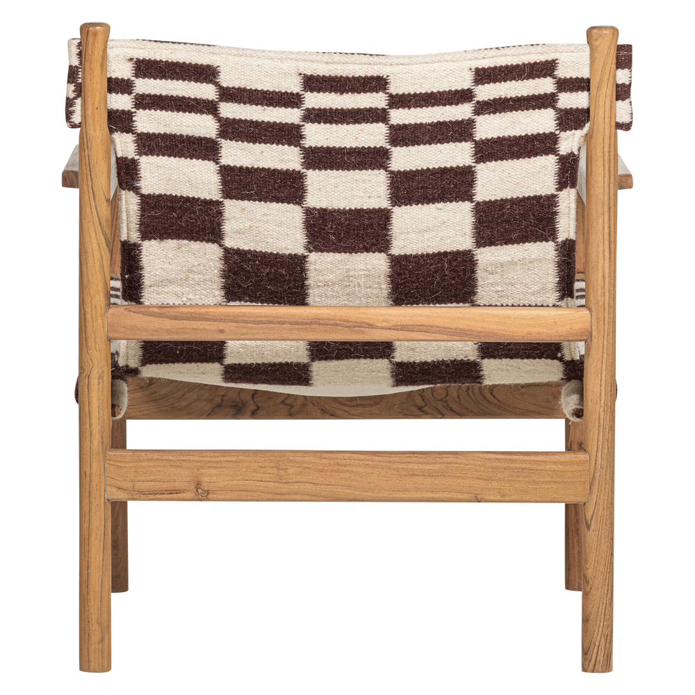 ZANO FAUTEUIL HOUT BRUIN MET KELIM ZITTING NATUREL