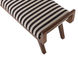 VALO BANKJE HOUT BRUIN MET STREEPSTOF ZWART/WIT