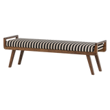 VALO BANKJE HOUT BRUIN MET STREEPSTOF ZWART/WIT