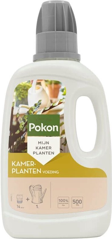 Bio kamerplantenvoeding fles 500 ml met witte fles en grijze dop