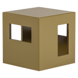 MODERN BIJZETTAFEL MDF HOUT HOOGGLANS HONINGGEEL