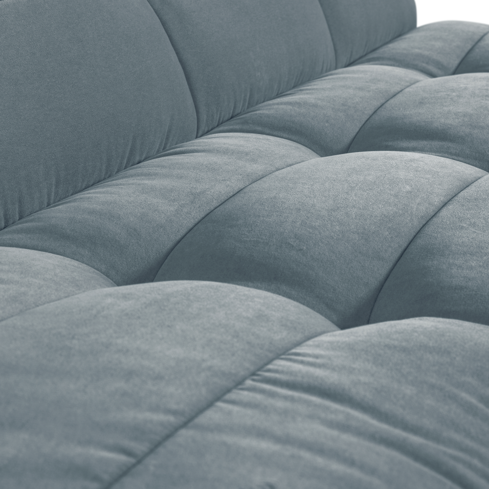 CLUSTER EETBANKJE MET RUGLEUNING VELVET TURQUOISE BLAUW