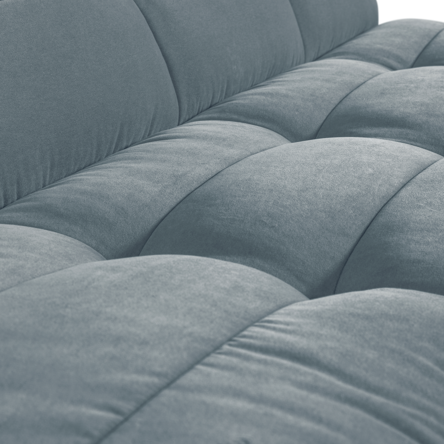 CLUSTER EETBANKJE MET RUGLEUNING VELVET TURQUOISE BLAUW