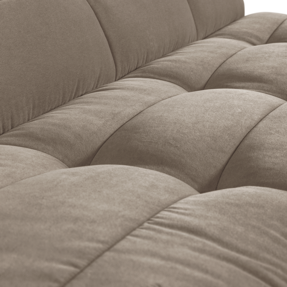 CLUSTER EETBANKJE MET RUGLEUNING VELVET WARM TAUPE