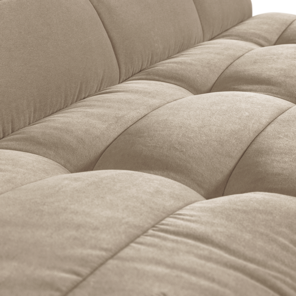 CLUSTER EETBANKJE MET RUGLEUNING VELVET ZACHT BEIGE