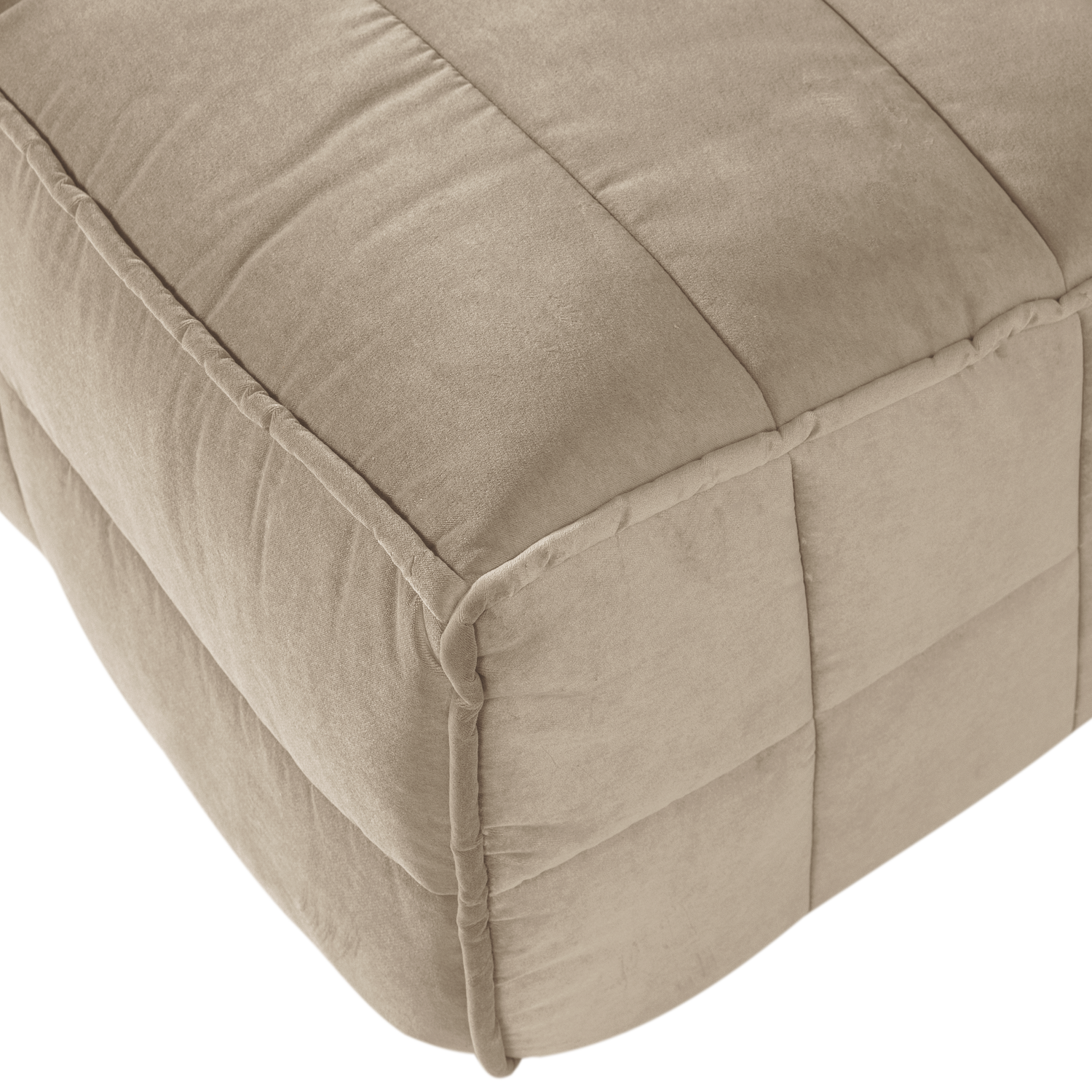 CLUSTER EETBANKJE MET RUGLEUNING VELVET ZACHT BEIGE