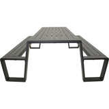 Picknickset: tafel met twee banken, antraciet frame en houten latten