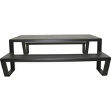 Picknicktafel met bankdelen, antraciet frame en geribde tafelblad-latten