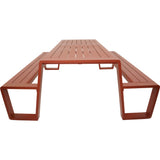 Picknicktafel met banken en openingen aan de zijkanten, zachtrood, 220 cm