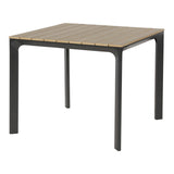 Eettafel 90x90cm met houten lattenblad en zwart metalen onderstel