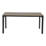 Rechthoekige buitentafel met houten look tafelblad en donkerbruine poten