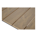 Houten eettafelblad met lange nerf en bruin/beige kleur, zichtbare voegen en rand.