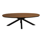 Ovale eettafel met donker houten blad en zwarte X-poten