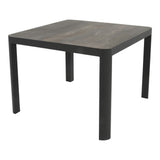 Zwarte vierkante tafel 100x100 cm met houten blad en vier poten