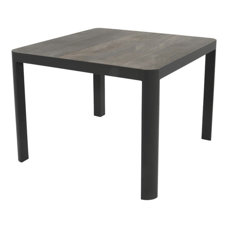Zwarte vierkante tafel 100x100 cm met donker blad en rechte poten