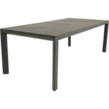 Donkergrijze tuintafel met rechthoekig blad en vier poten, 220x100 cm