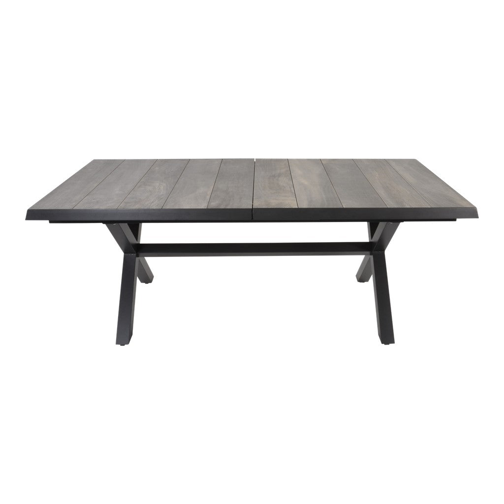 Uittrektafel Castilla zwart met kruispoot 204/264 x 102 cm - Lesli Living