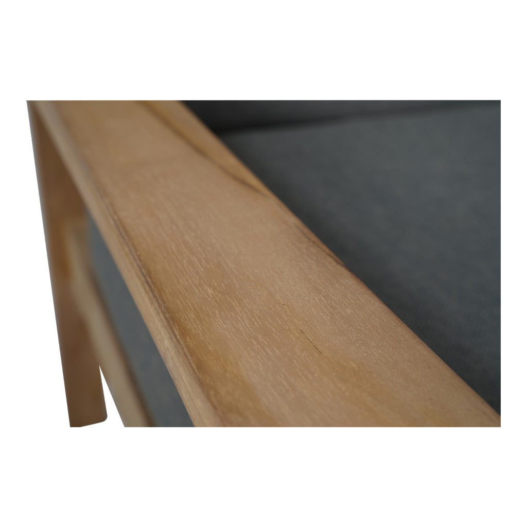 Loungebank teak 124 cm, incl. kussen