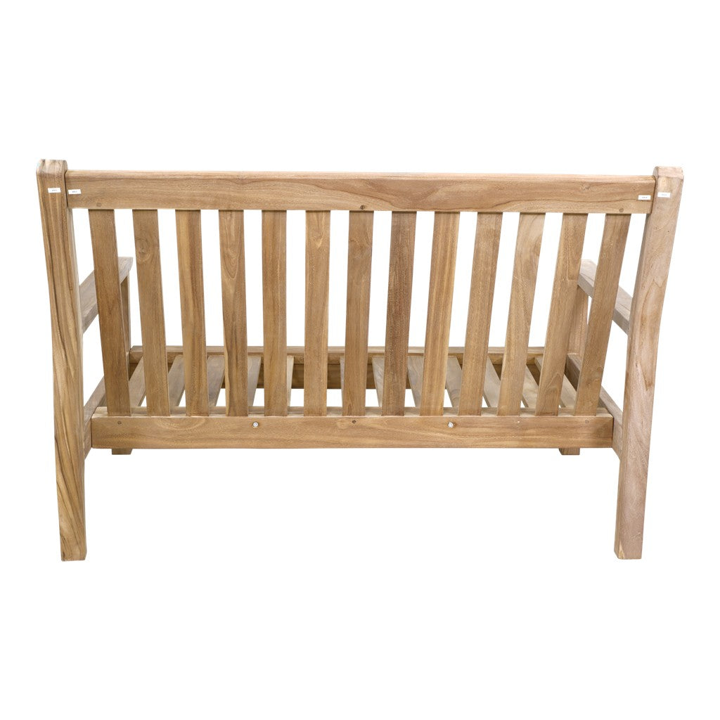 Loungebank teak 124 cm, incl. kussen
