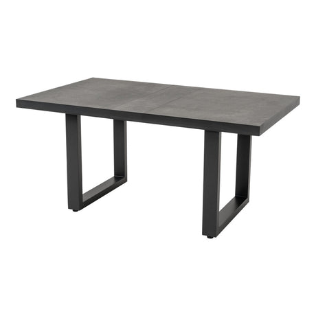 Hoge loungetafel Murcia, zwart, rechthoekig 140x85 cm met metalen frame