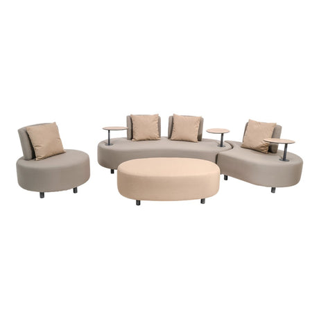 Lesli Living loungeset met hoekbanken, ronde hocker en twee ronde bijzettafeltjes