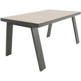 Rechthoekige eettafel met licht houtnerf blad en antraciet onderstel, 150x90 cm
