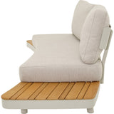 Los zitgedeelte met hoge rugleuning en houten zitvlak, zandkleurig textiel