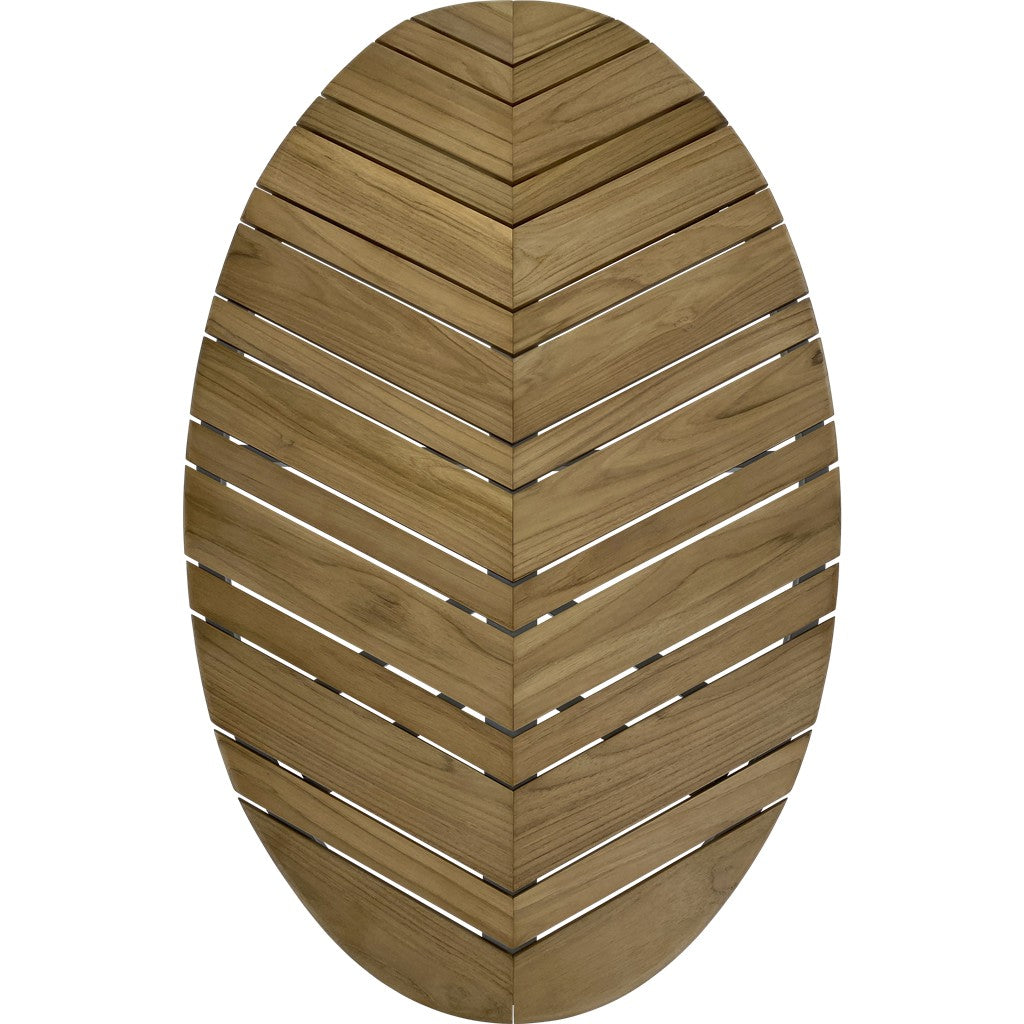 Ronde houten bijzettafel met visgraatmotief van planken