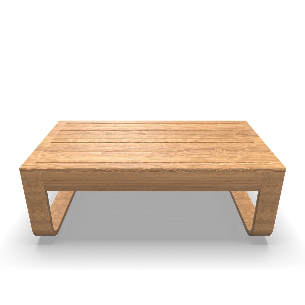 Houten salontafel met rechthoekig blad van latten
