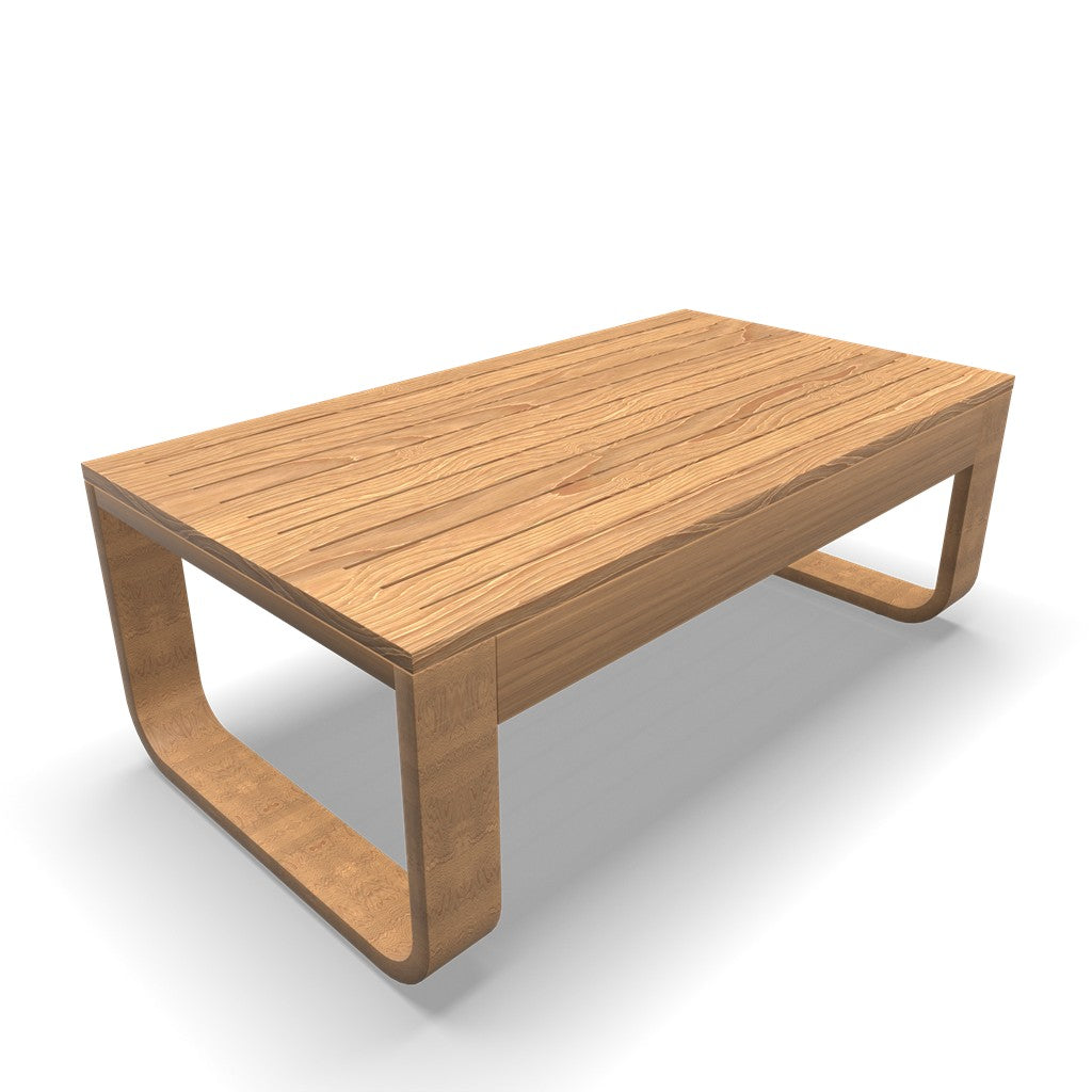 Houten salontafel met lattenblad en stevige zijframes