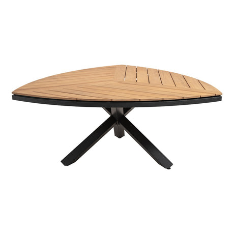 Driehoekige houten tafel Lesli Living met klaprand, 170x170 cm, zwart onderstel