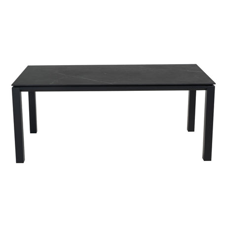 Zwarte eettafel met rechthoekig blad en rechte poten, 180x90 cm