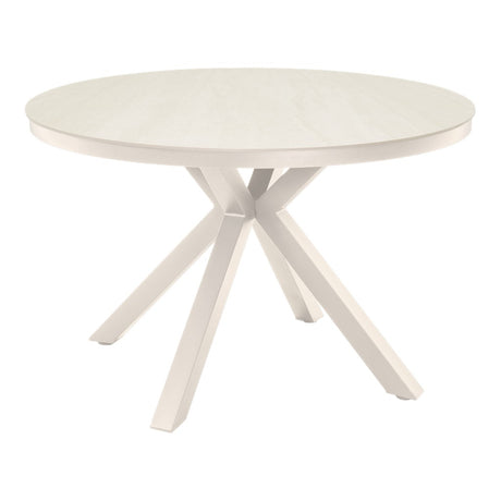 Ronde eettafel Davos Ø118 cm in crèmekleurig hout met gedraaide pootbasis