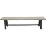 Bank 180 x 40 cm met lichtgrijs tafelblad en zwart onderframe