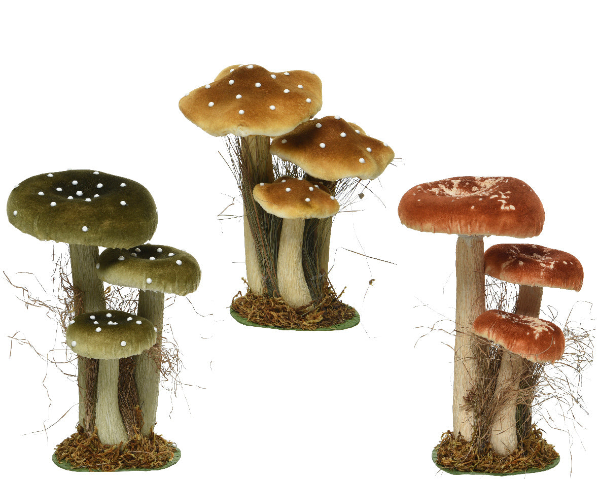 Paddenstoel polyester fluweel grassorti 3col assorti