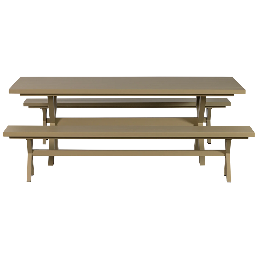 WOOOD - Delta picknick tuinbank aluminium groen/zand 220x35cm