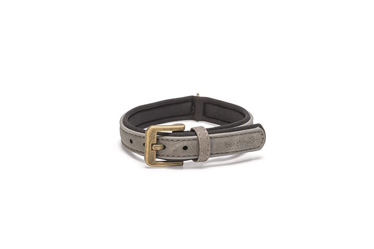 Beeztees halsband Balacron grijs met verstelbare riem en messing gesp, XXS