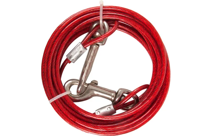 Rode Flamingo aanlegkabel met metalen karabijnhaken en klem, 300 cm