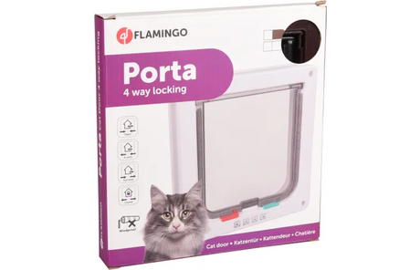 Verpakking van Flamingo Porta poezenhardeur met 4-weg vergrendeling