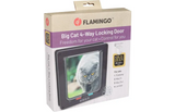 Flamingo Big Cat 4-way locking kattenluik, bruine uitvoering in verpakking