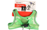 Groen hondenharnas Bento met mesh, voorband en metalen sluiting, in verpakking