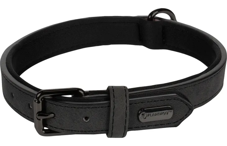 Flamingo - Halsband met neopreen Delu Zwart M | 36-44cm x 20mm x 6mm