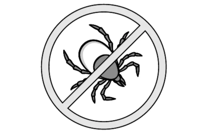 Pictogram met gekruiste cirkel: shampoo helpt tegen vlooien en teken