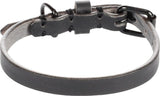 Zwarte leren halsband met gesp en verstelgaten, smalle band
