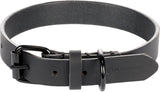 Zwarte Flamingo halsband Leano van leer met metalen gesp en D-ring, verstelbaar
