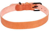 Flamingo leren halsband cognac met meerdere gaten en metalen ring