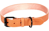 Flamingo leren halsband cognac met verstelbare gesp en ronde gaten