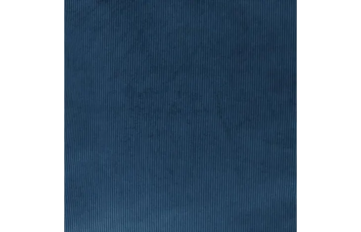 Donkerblauwe kussenstof met fijne ribstructuur en verticale lijnen, close-up